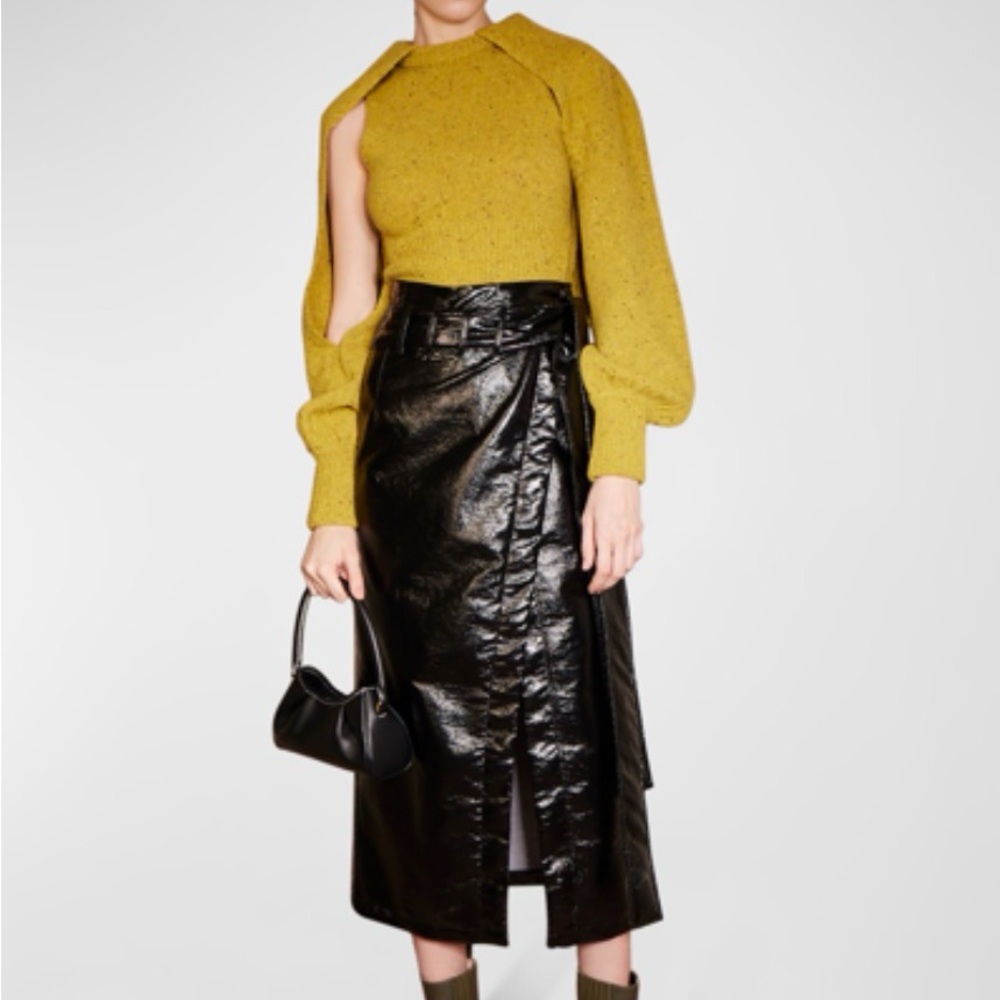 Elleme Paris Elegant Olive Sweater with Unique Open Arm Cutout Design